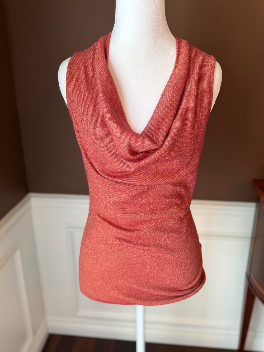 Michael Stars Loretta Drape-Neck Shell Shine Crimson Small NWT MSRP $68